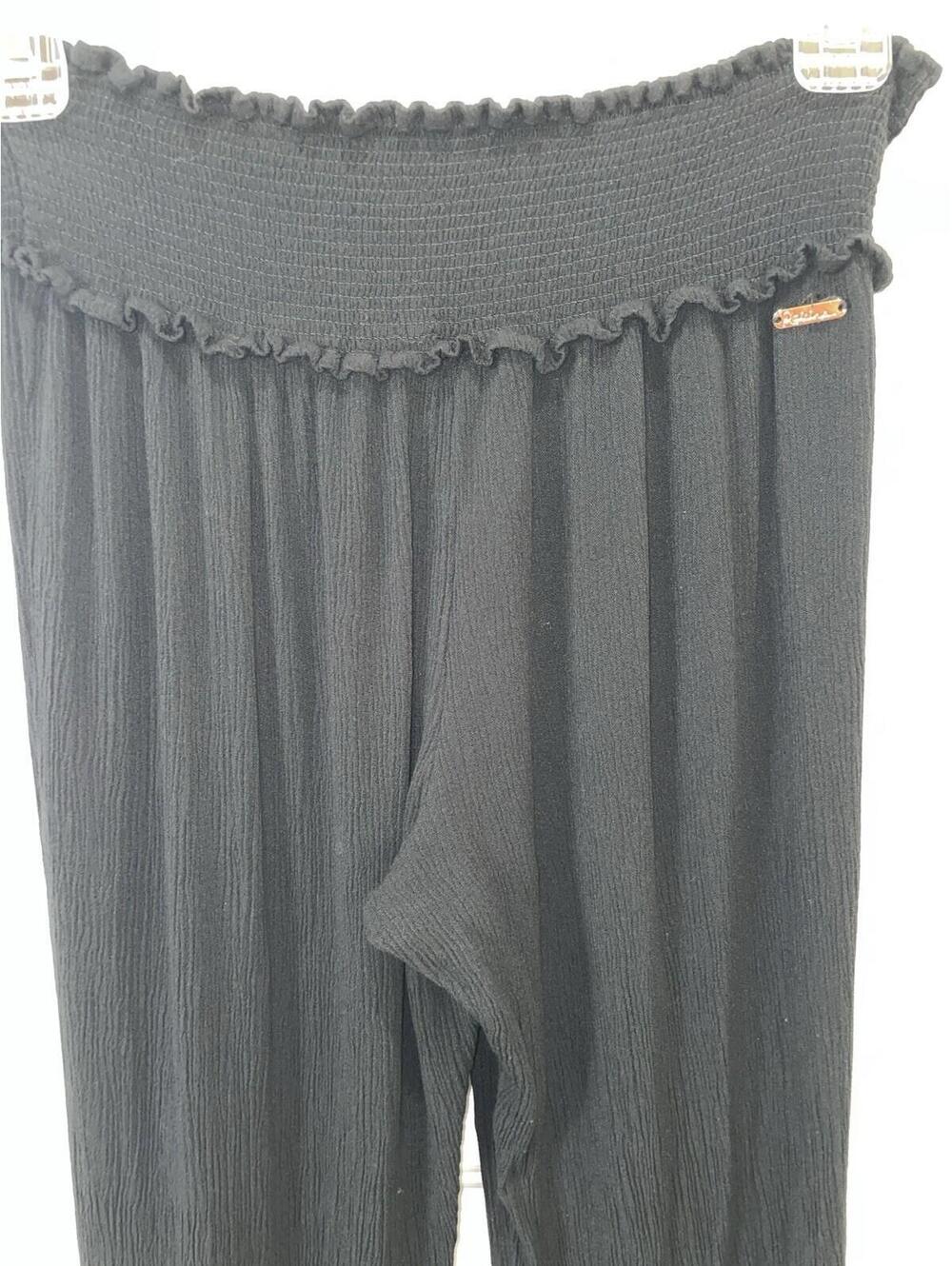 Raisins 100% Rayon Crepe Elastic Waist pants Black Sz Small W24L29 Light Flowy